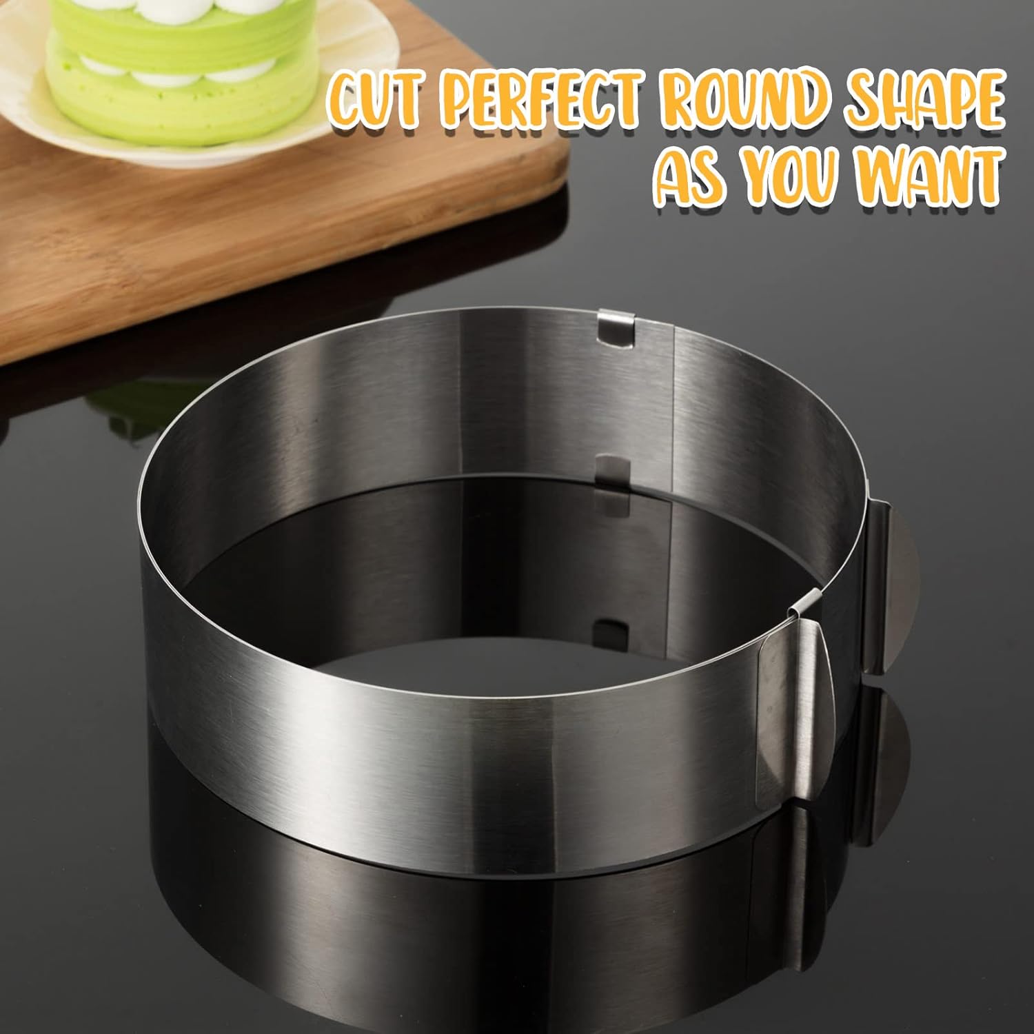 Amylove 6-12 Inch Round Cookie Cutter Adjustable Circle Cookie Cutter Stainless Steel Round Cake Trimmer for Baking Kit Mousse Layered Cake Biscuit Food — image 4