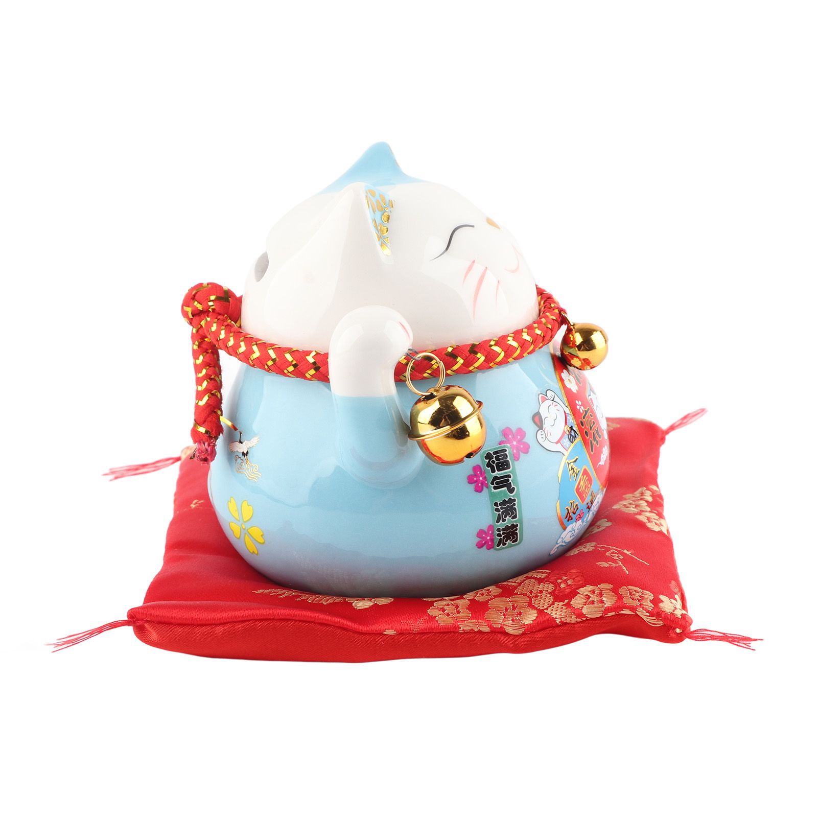 Lucky Cat Coin Bank 4.5in Exquisite Cute Bring Luck Good Wish Ceramic Fortune Cat Saving Pot Desk Decoration Blue โ image 4