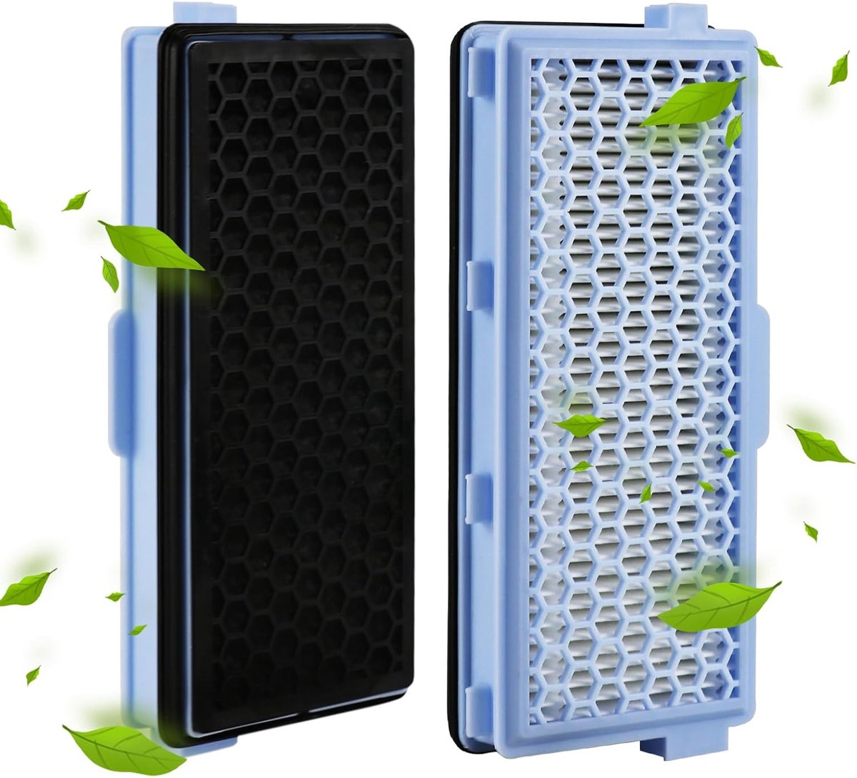 Active HEPA Filter Set 2 Pieces Suitable For Miele Classic Compact C1, Complete C2 & C3 - Replaceable - Vacuum Cleaner Parts - Vacuum Cleaner Filter - Impurity