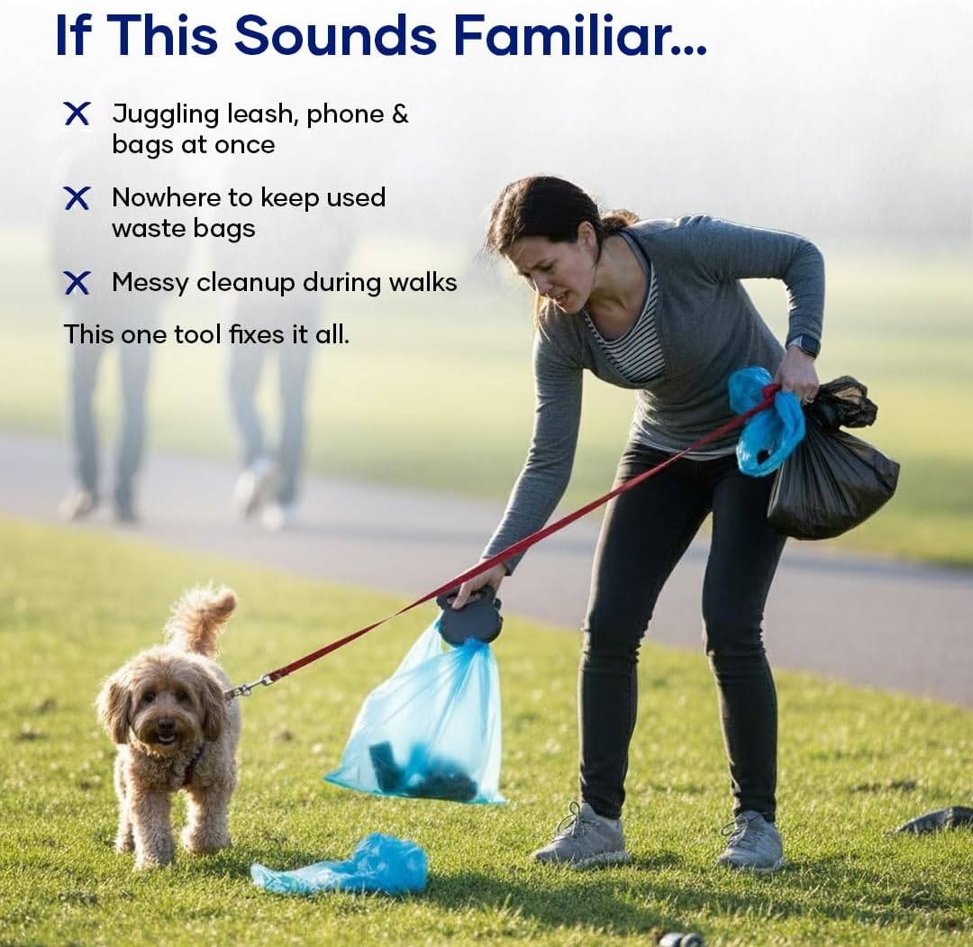 3-in-1 Dog Poop Bag Dispenser Blue Portable Leakproof Easy to Use Pet Waste Cleaning Helper — image 3