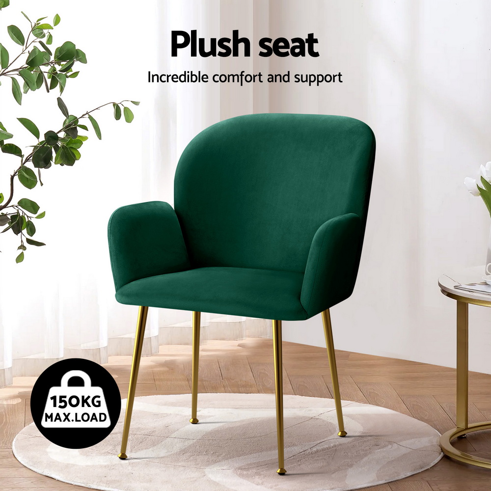 Artiss Dining Chairs Set of 4 Velvet Armchair Green โ image 5