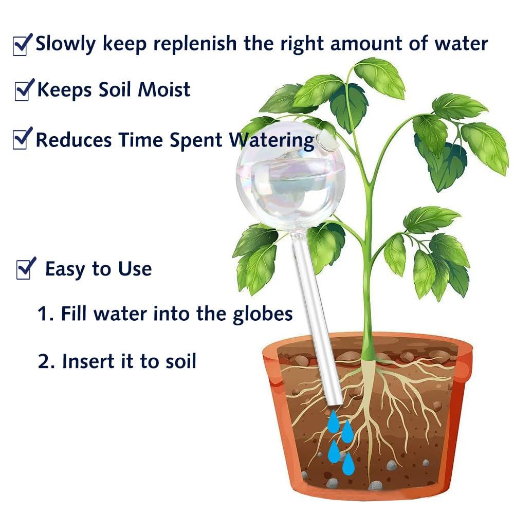 Glass Plant Watering Globes, Clear Rainbow Color Flower Self-Watering System Spikes, Automatic Plant Waterer Bulbs โ image 4