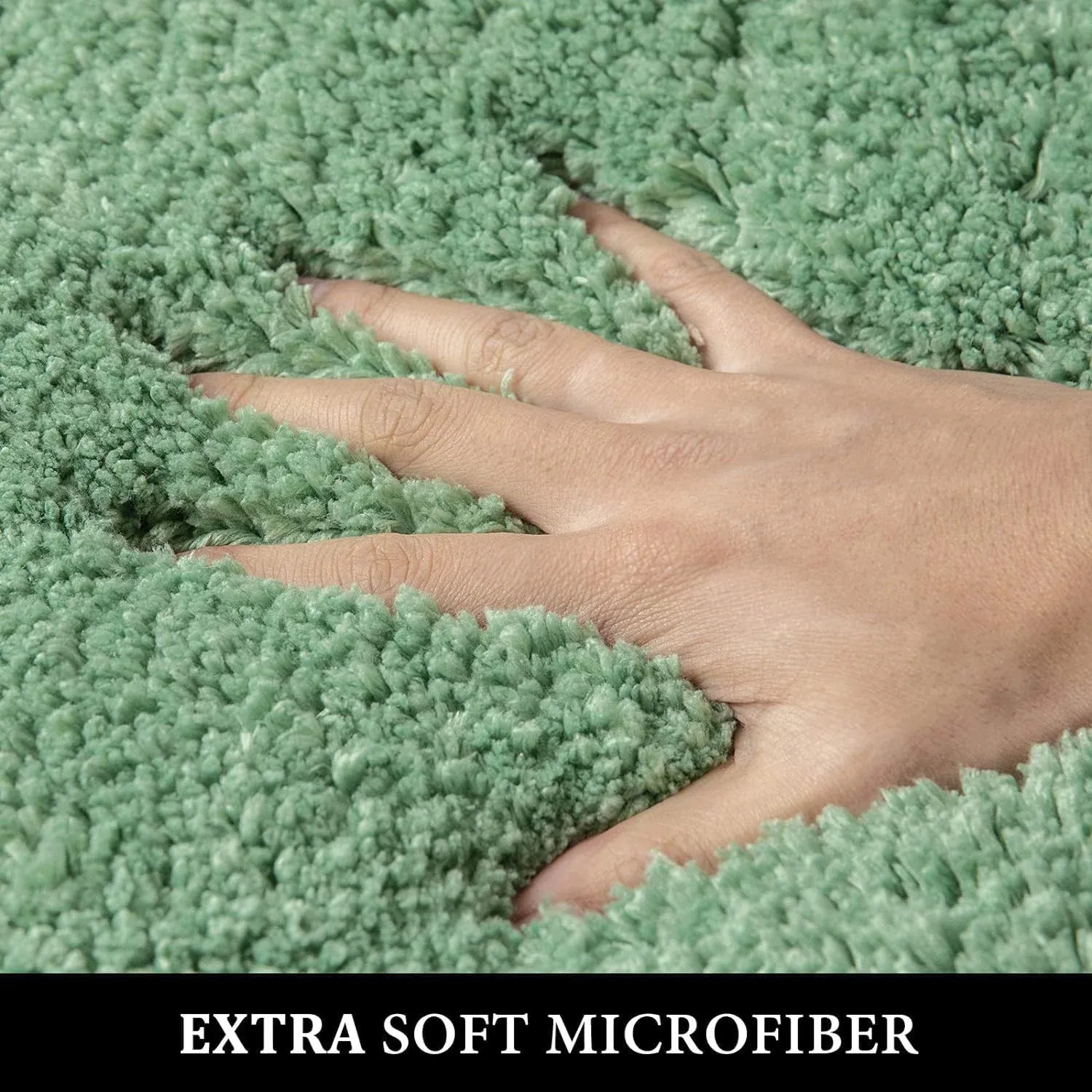 3 Piece Bathroom Rug Set, Soft Microfiber Absorbent Non Slip Bath Mats for Toilet Tub, Sage Green โ image 2