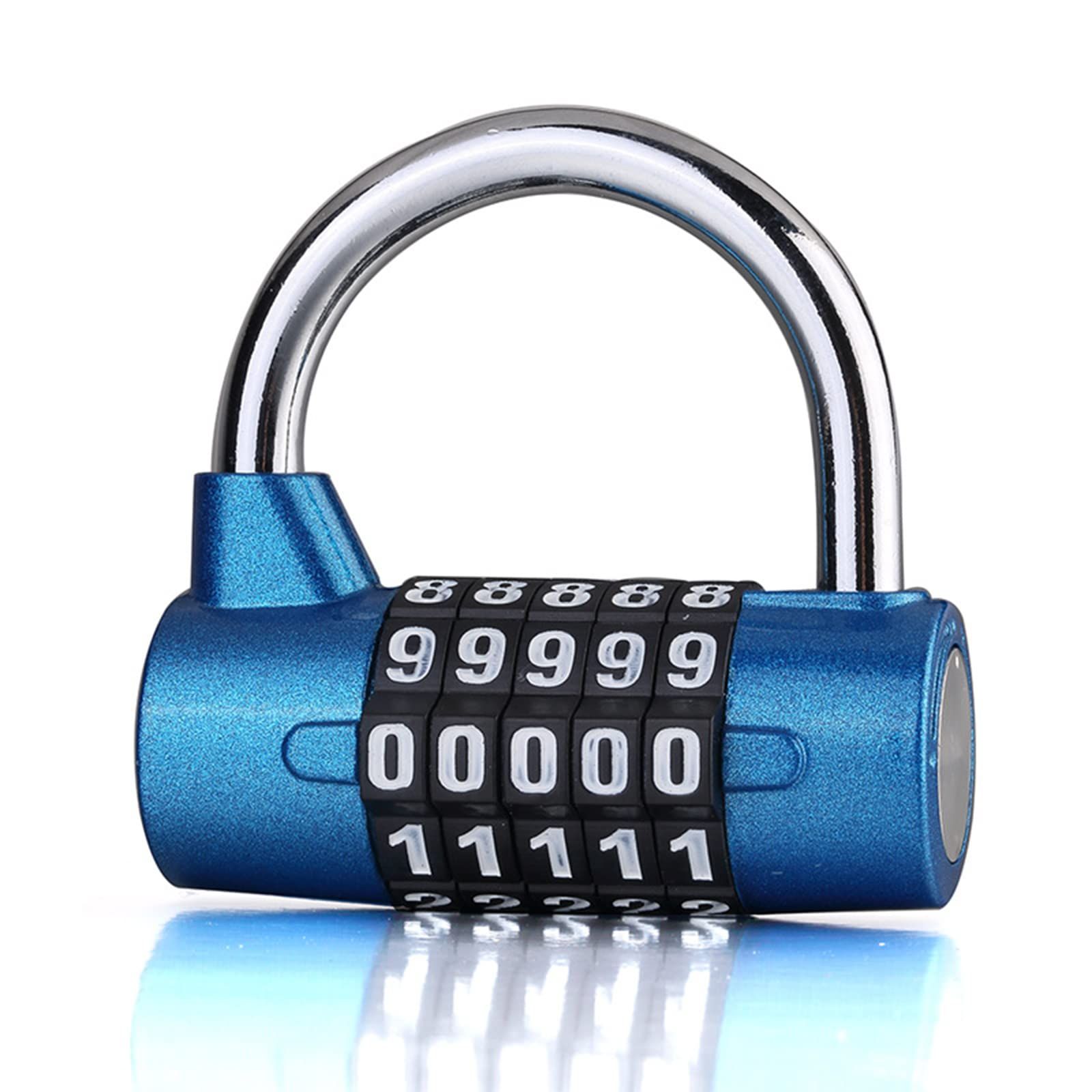 Combination Lock 5 Digital Resettable Code Combo Durable Compact Easy to Set and Use Security Safe for Case Gym Locker Blue