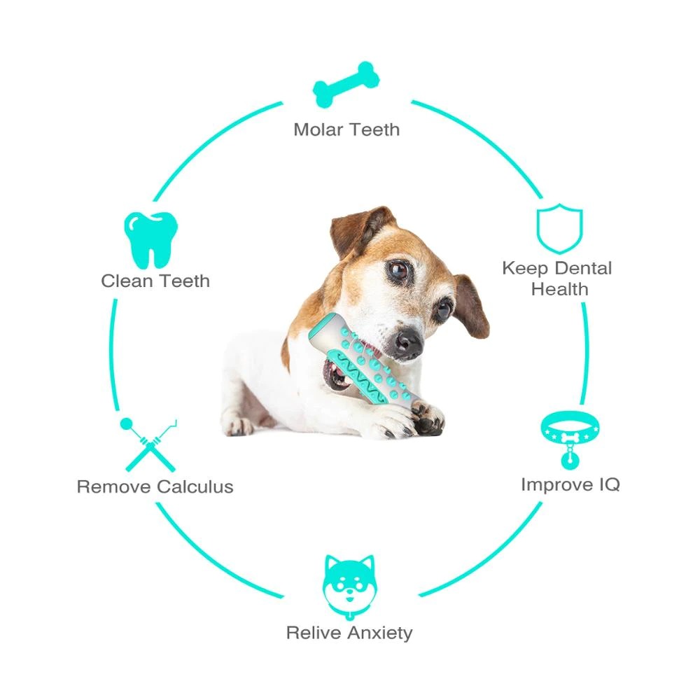 Blue Dog Squeaky Toys For Aggressive Chewers, Tough Toothbrush Dog Chew Toy, Nearly Indestructible Rubber Toys For Pet Training, Teeth Cleaning — image 6