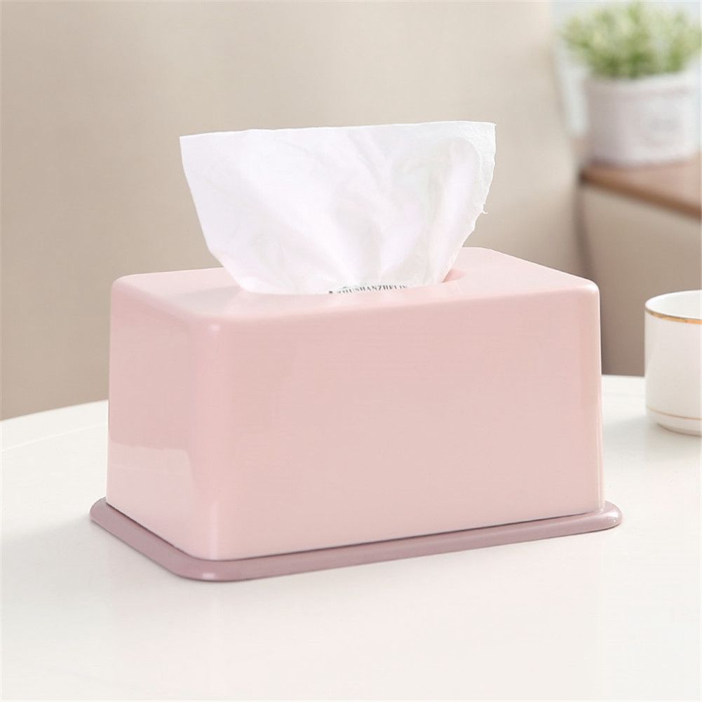 1Pc Simple Tissue Box Plastic Tissues Holder for Home Bathroom Office Car(Pink) โ image 2