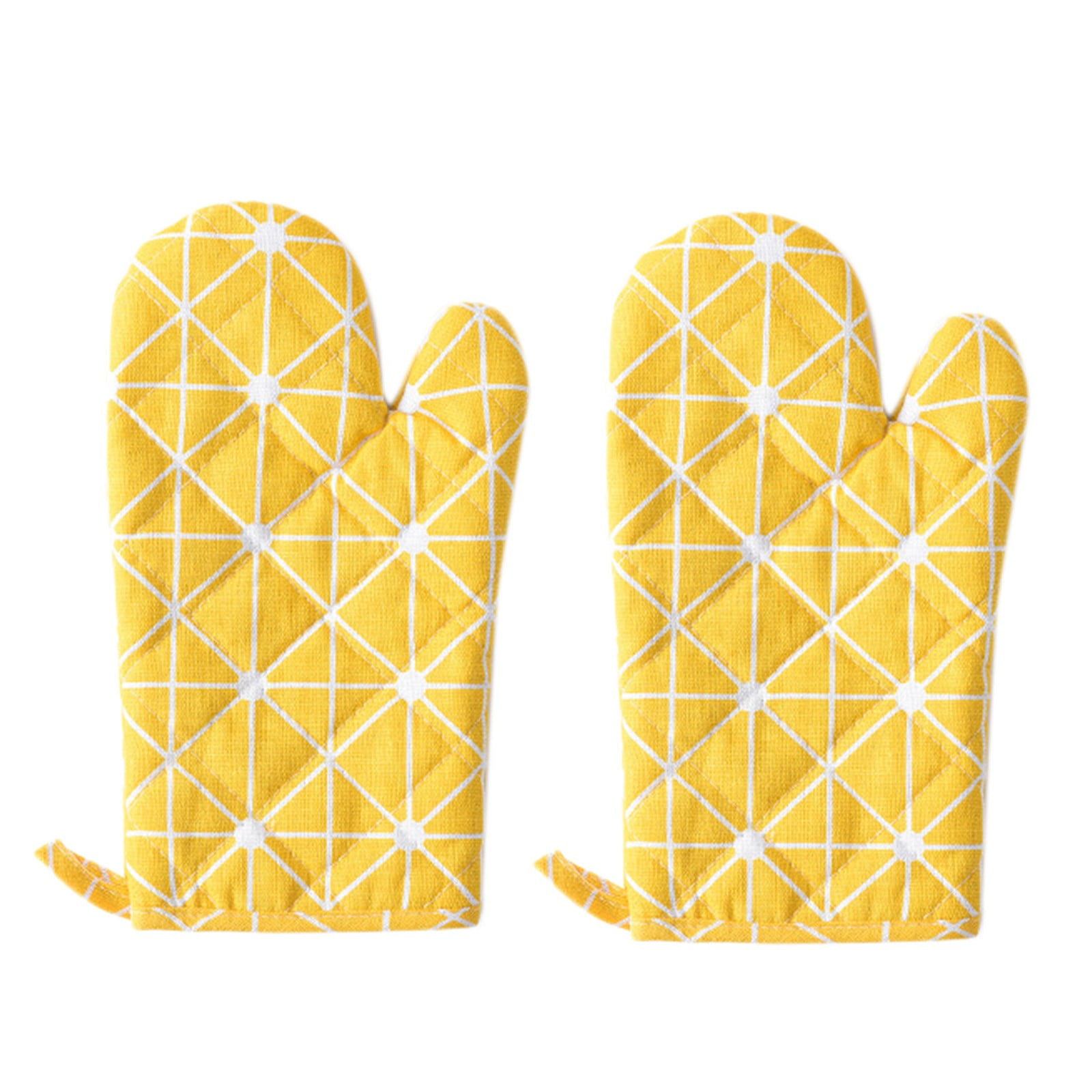 2 Pieces Oven Mitts and Grill Gloves, Non-Slip Cooking Gloves for Baking, Grilling and Everyday Kitchen Use, Yellow
