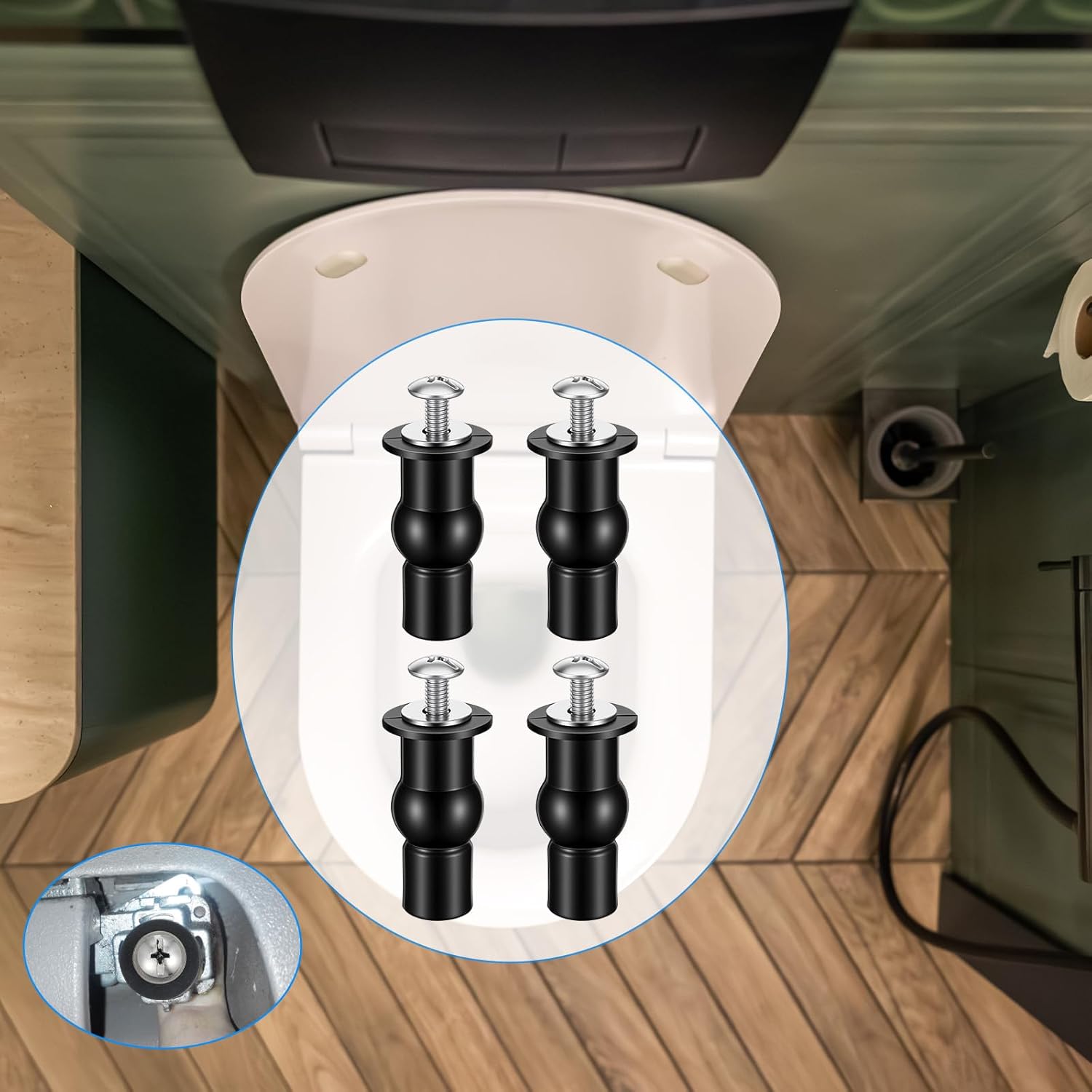 4 Set Stainless Steel Toilet Seat Bolts, 10mm Toilet Seat Screws Replacement Kit with Expanding Rubber Nuts Universal Toilets Seats Hardware for Most Top Mount β image 5
