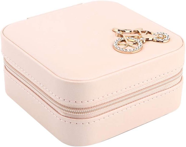 Small Jewelry Box, Travel Case PU Leather Organizer Storage Holder Portable Jewellery Display for Necklace Earring Rings (Double layer bare powder bicycle) โ image 6