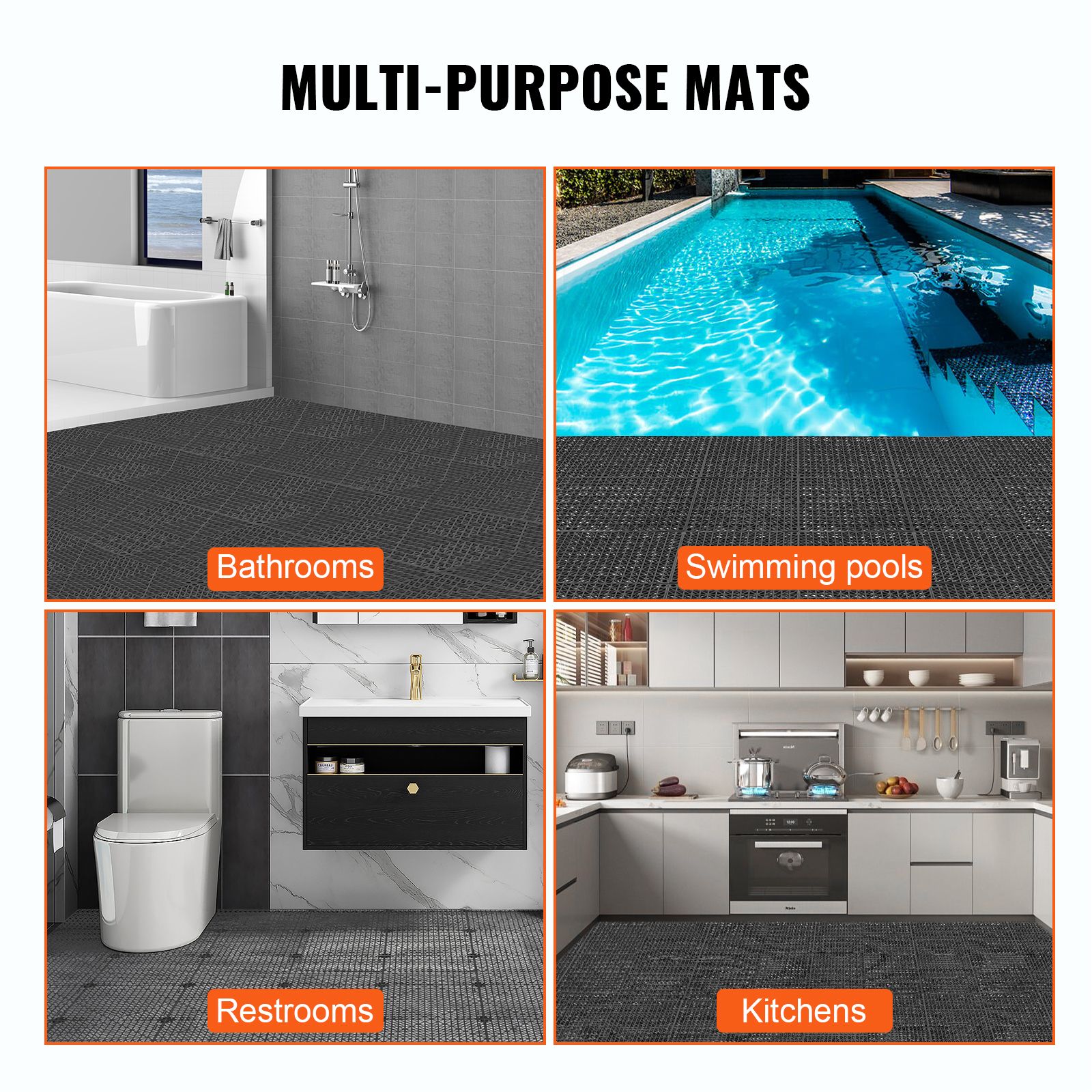 Modular Interlocking Cushion, 50 Pack 30 x 30 cm Splicing Drainage Mats, PVC Interlocking Drainage Floor Tiles, Non-Slip Drainage Holes for Restroom, Bathroom โ image 6