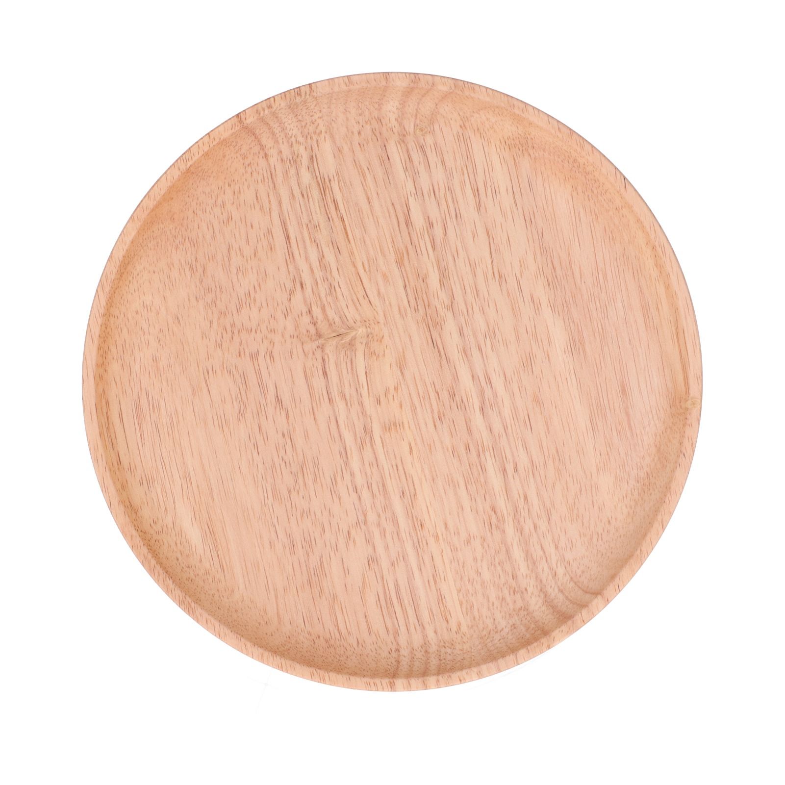 Rubber Wood Dinner Plate Round Tea Serving Tray Fruit Snack Tray Food Storage Plate24cm — image 5
