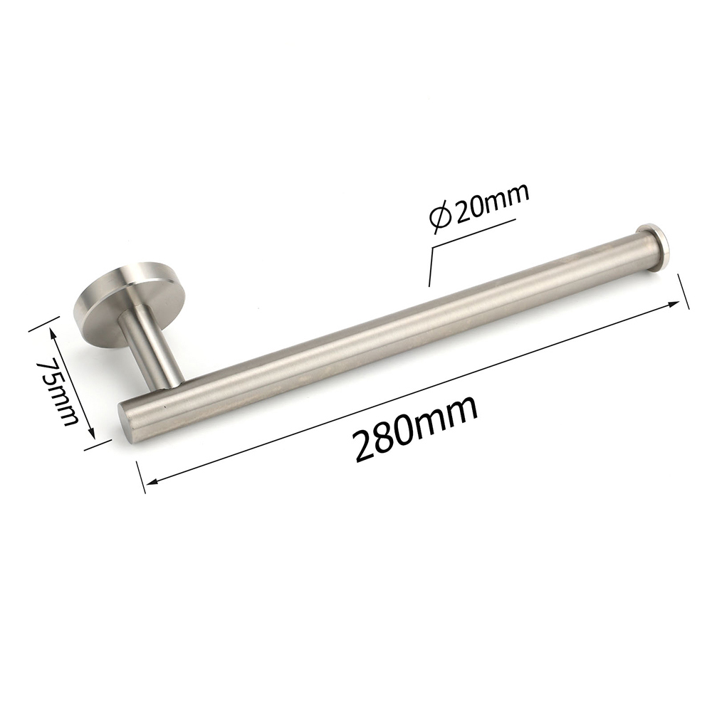 Brushed Nickel Round Towel Rack Holder Hook Clothes Hanger Bathroom Accessory — image 2