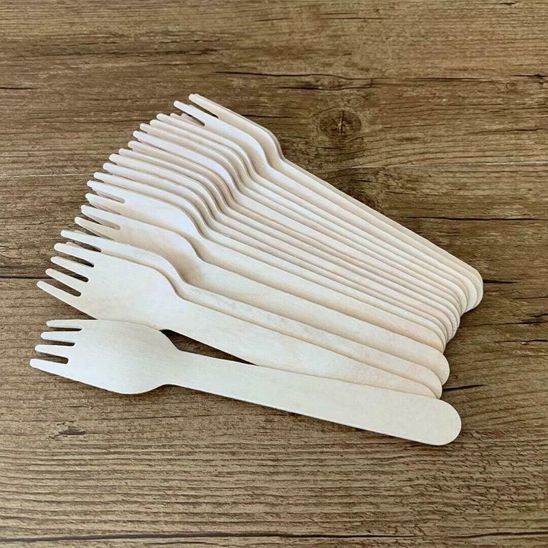 Wooden Cutlery Set Disposable Bamboo Wood Bulk Buy Forks Spoons Knives Party Eco โ image 6