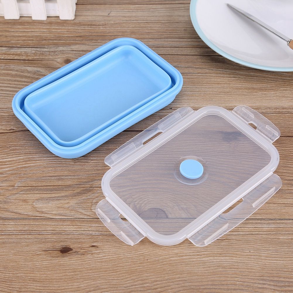 800ml Silicone Collapsible Portable Lunchbox Bowl Folding Food Storage Container Blue โ image 5