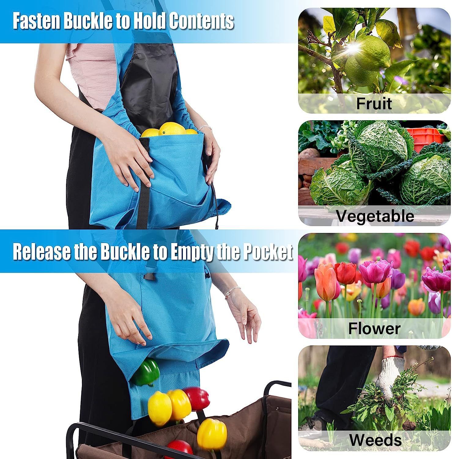 Gardening Apron with Pockets Adjustable Canvas Garden Harvesting Apron Gardener for Women and Men(1pcs) — image 4