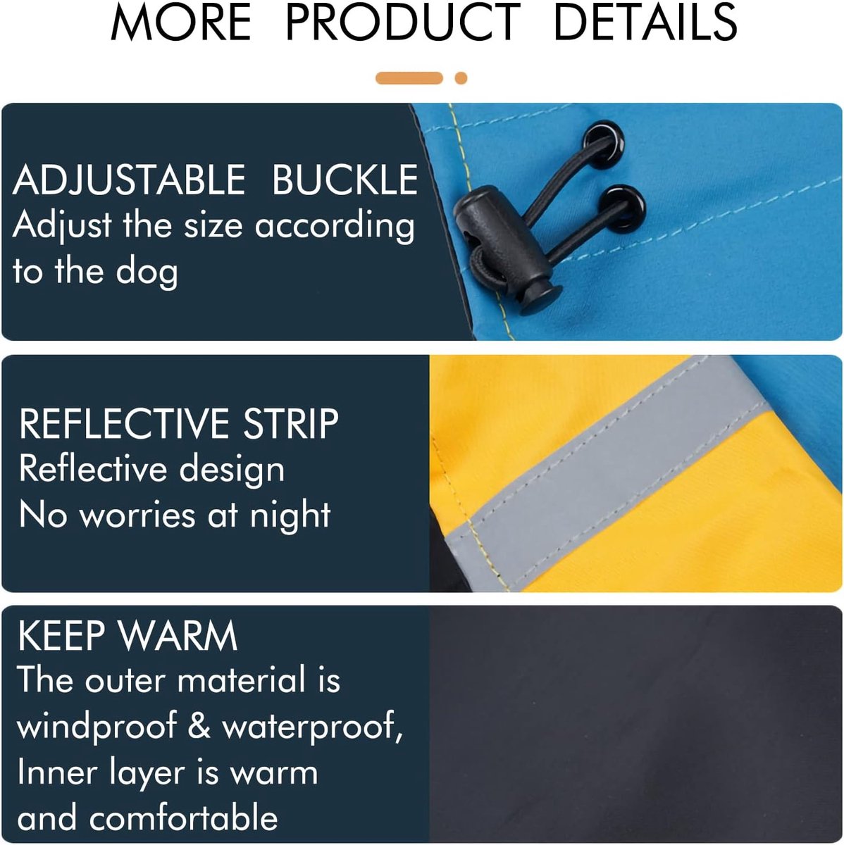 Dog Raincoat - Dog Jacket - Waterproof Winter Dog Jackets - Windproof Dog Jacket - Winter Dog Jacket - Reflective Strip - Perfect for Small Dogs - Medium-Sized โ image 5