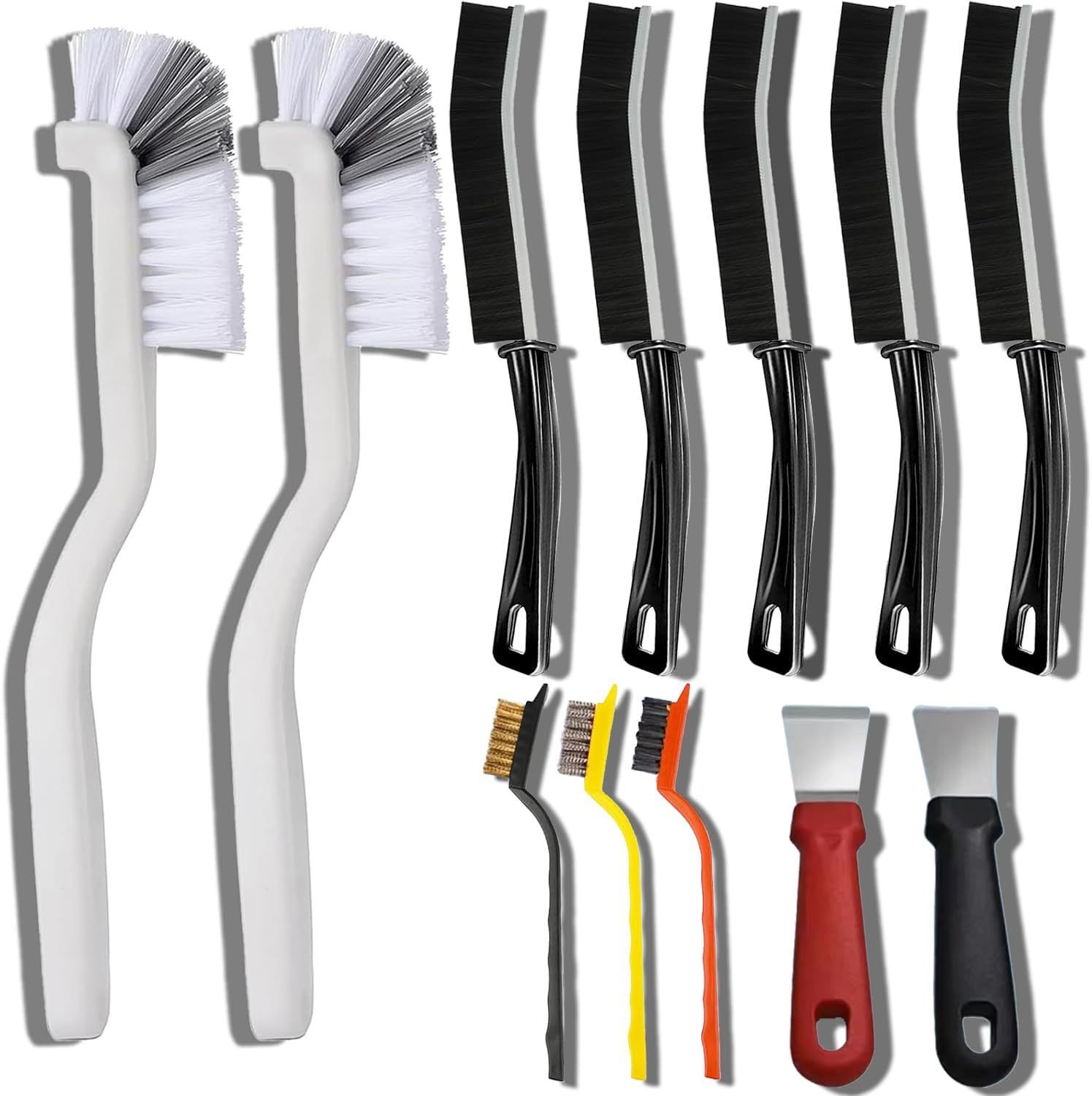 Set C Multi-Use Heavy-Duty Cleaning Brush Set – 12-Piece Hard Bristle Tool Kit for Kitchen, Bathroom & Tight Spaces