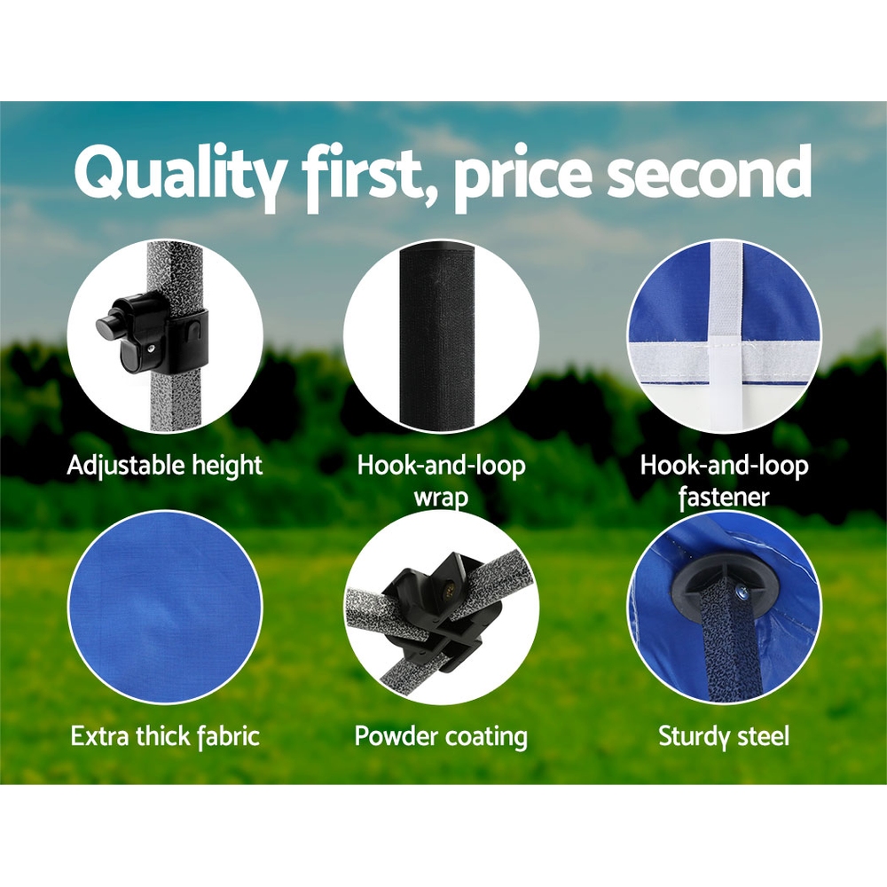 Instahut Gazebo Pop Up Marquee 3x3 Folding Tent Outdoor Camping 500D Oxford Blue — image 6