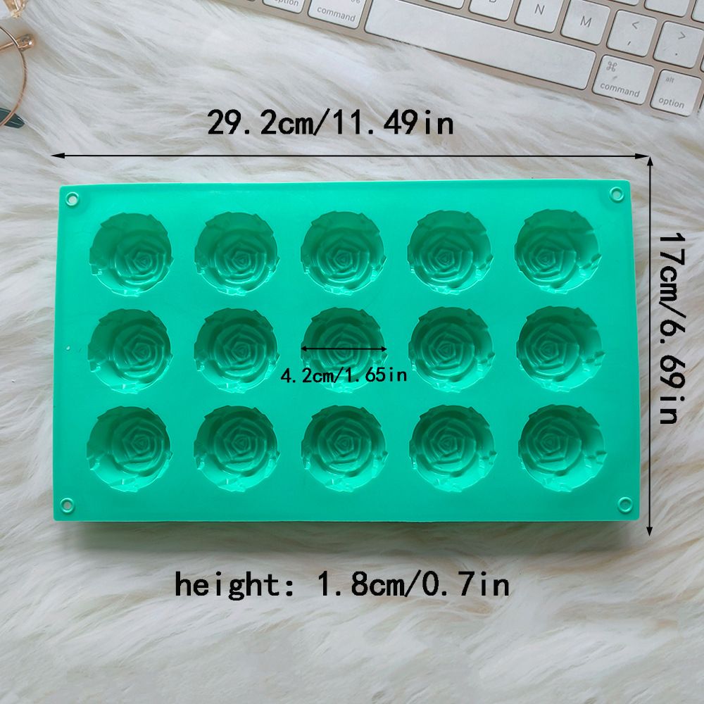3PCS 3D Rose Shaped Silicone Baking Mold (15 Cavity, Pink + Blue + Green) - Non-Stick Cake Chocolates & Jelly Pan - Durable Flexible Easy Release for Holiday โ image 3