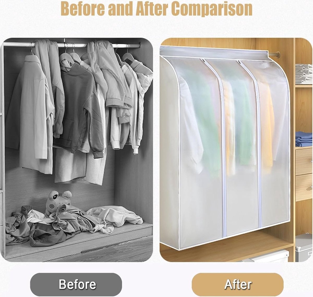 Garment Cover - Storage Bag - 90 × 100 × 50cm - Garment Bags with Zipper - Breathable & Dustproof - Transparent Window - Three-dimensional Dust Cover — image 5