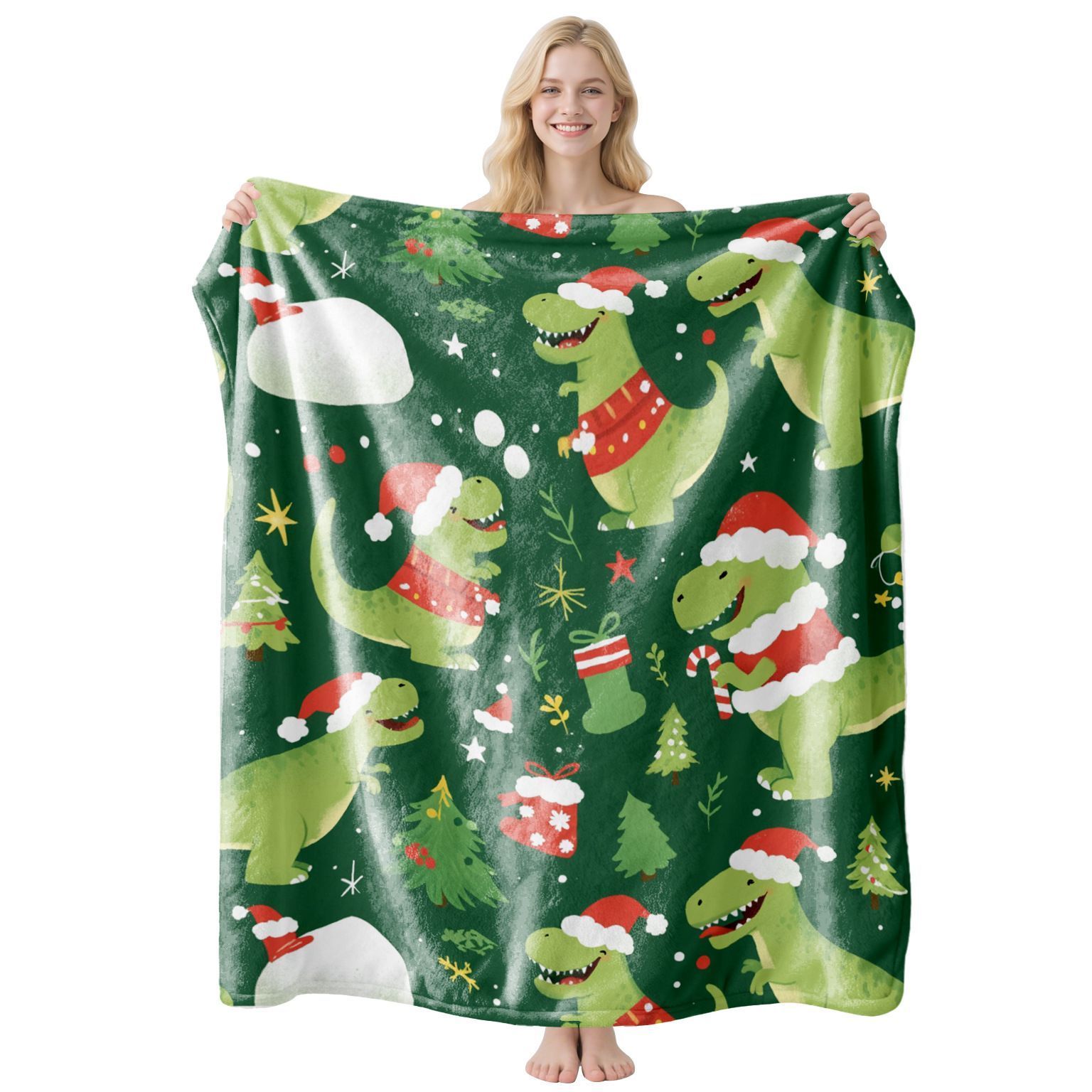 Soft Holiday Printed Flannel Throw Blanket, Christmas & Halloween Lounge Decor Cover, Thoughtful Holiday Gift For Living‑room Space, Style FLR‑215, Size S