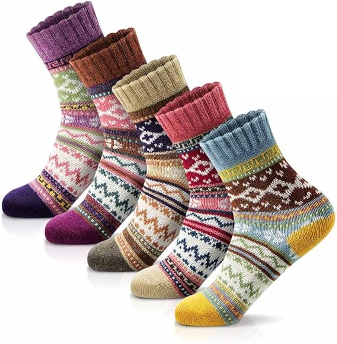Socks - Set of 5 Pairs - House Socks - Vintage Design - Winter Socks - Home Socks - Women's Winter Socks - Warm Winter Socks for Ladies - House Socks for