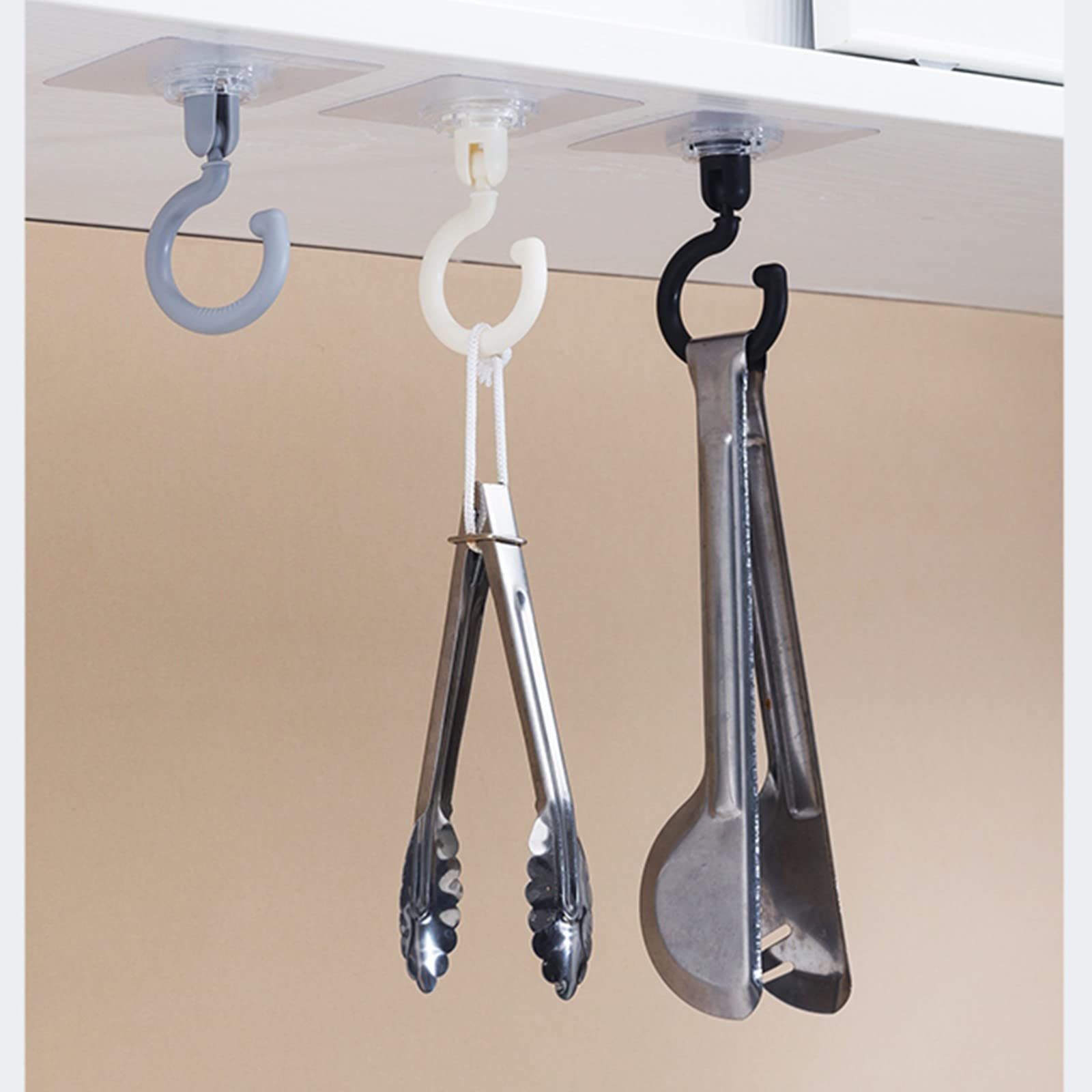 360 Degree Kitchen Self-Adhesive Wall Hook, Strong Household Portable Hook Multifunction Rotatable Hook Rack Wall Sticker (3pcs) — image 2