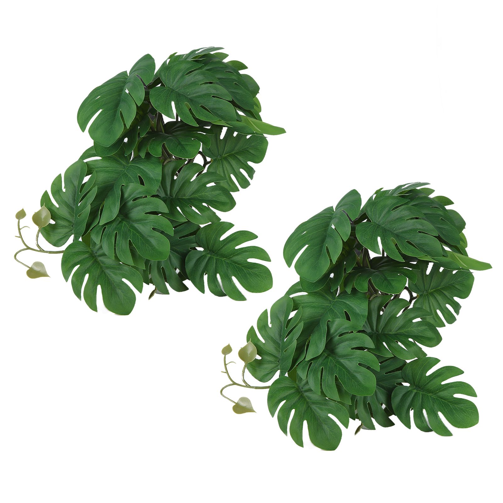 2PCS Artificial Water Plant Simulation Vine Lifelike Plastic Leaves Decoration with Suction Cup for Fish TankMonstera Leaves — image 6