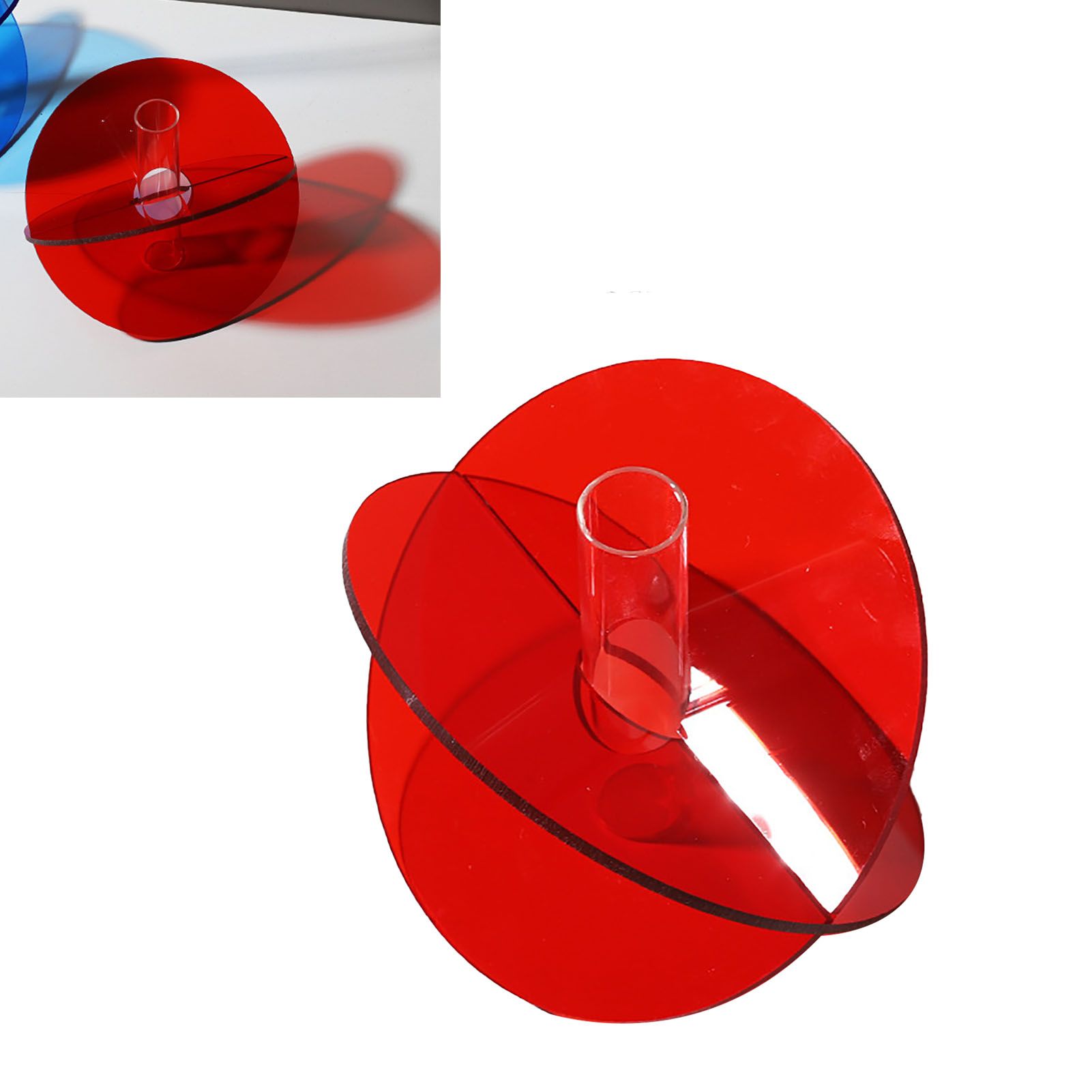 Acrylic Geometric Flower Vase Fine Detail Easy To Clean Acrylic Geometric Minimalist Vase for Living Room Table Disc Red 90g 15x13x2cm โ image 5