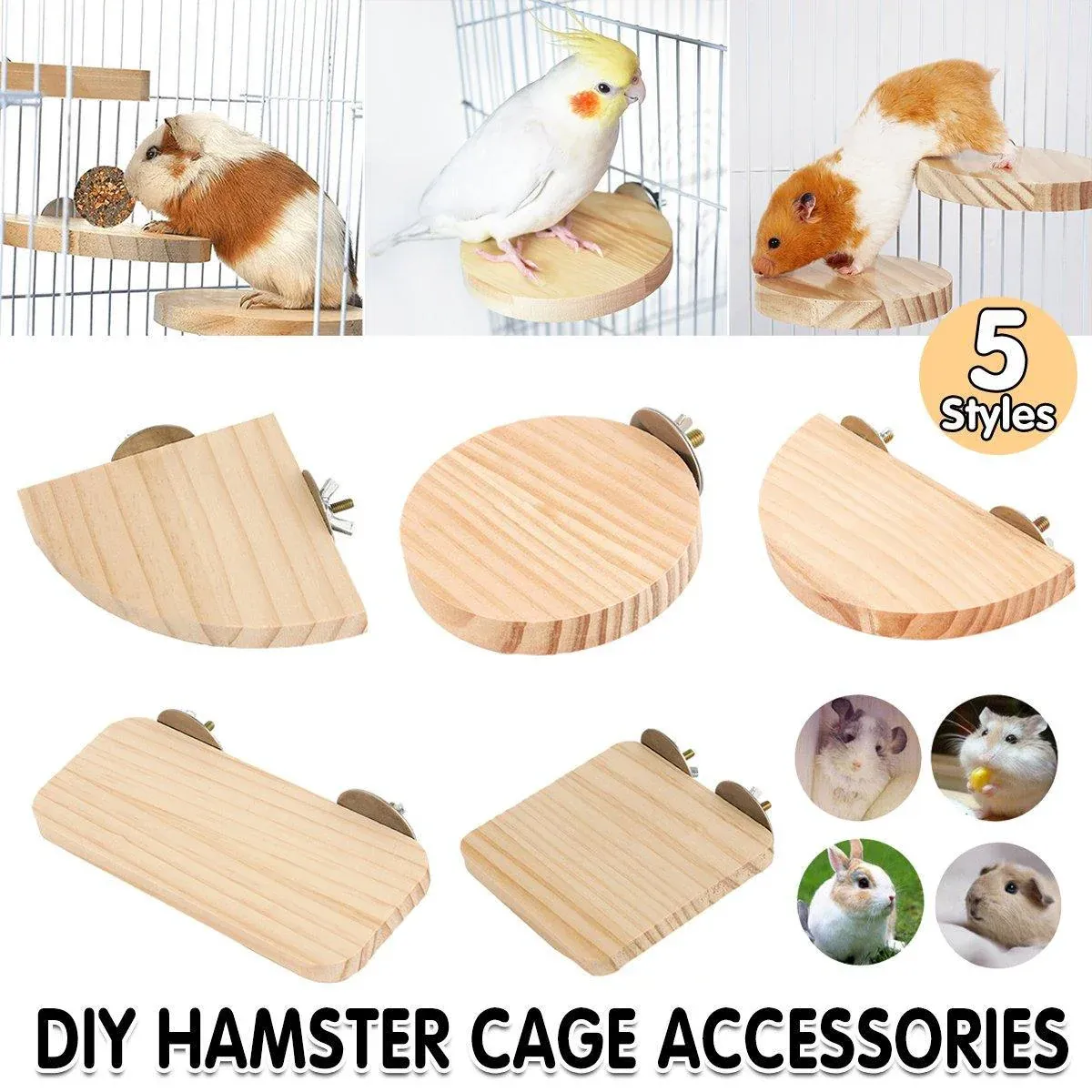 Hamster Parrot Play Stand Jump Platform Squirrel Cage Accessories Gear Pet Toy - A2111 (15*7.5*1.5cm) — image 2