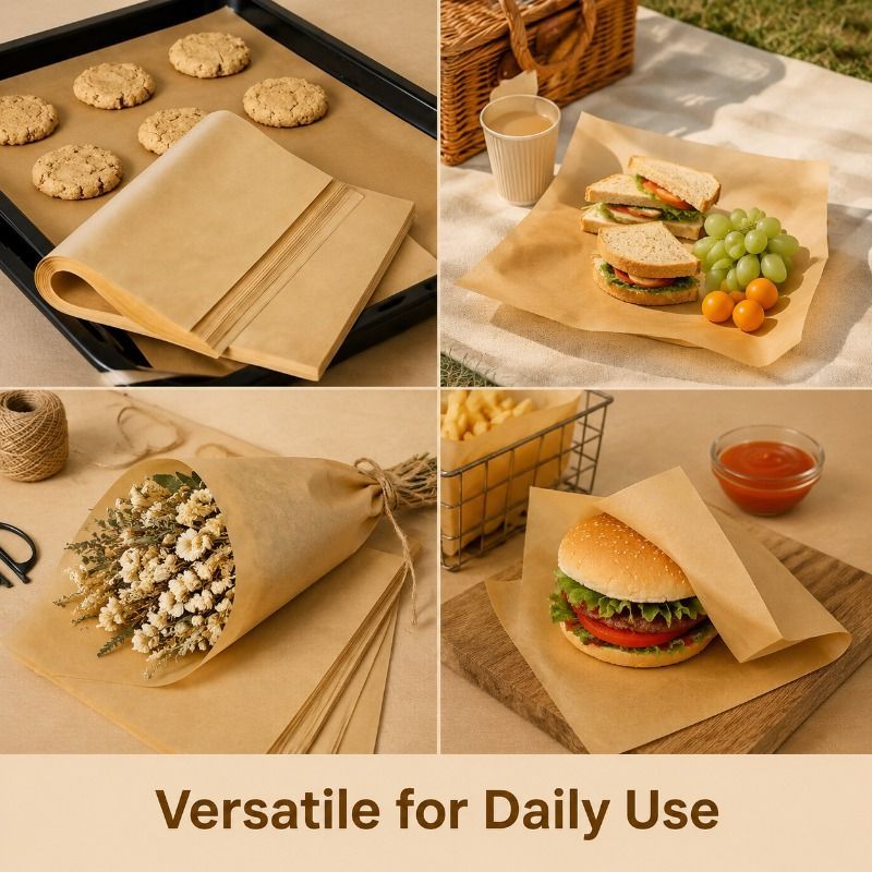 Baking Paper Parchment Paper Non-Stick Baking Sheets 100-Piece Baking Paper - Original wood color - Size 50-60CM โ image 4