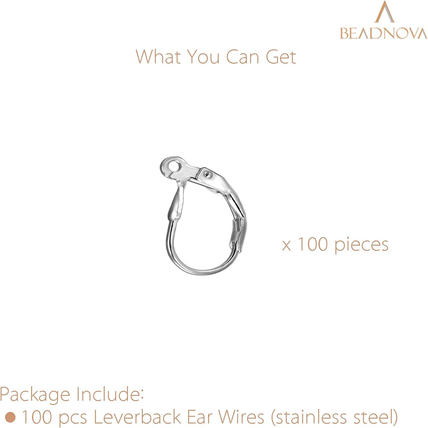 Stainless Steel Leverback Earring Hooks 100pcs French Ear Wire Lever Back Earwire for Jewelry Making Crafting โ image 3
