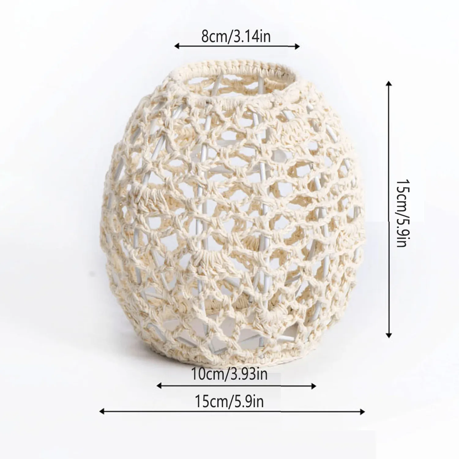 Paper Rope Pendant Light New Chinese Style Rattan-Like Lampshade Lamp 15x15cm — image 3