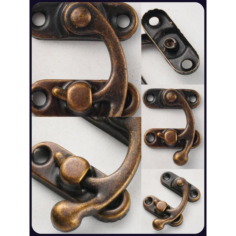 Antique Tin Box Clasp – Wine Box Buckle, Gift Box Lock — image 4