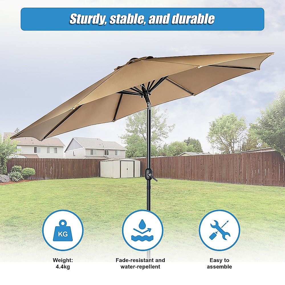 9FT Patio Umbrella Outdoor Garden Table Umbrella with 8 Sturdy Ribs โ image 4