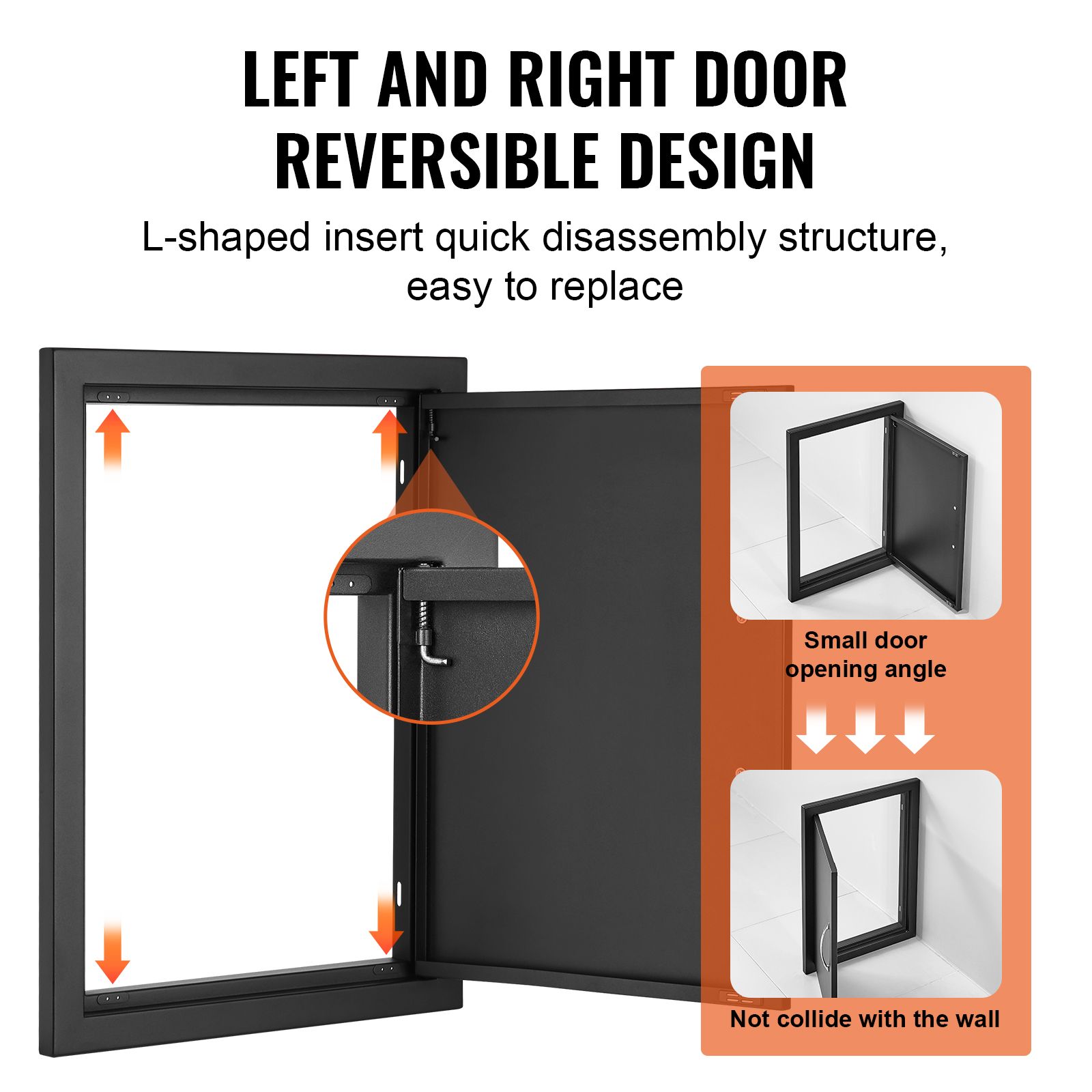 BBQ Access Door, 415 × 570 mm Single Outdoor Kitchen Door, Cold Plate Flush Mount Door, Wall Vertical Door with Handle, for BBQ Island, Grilling Station — image 4