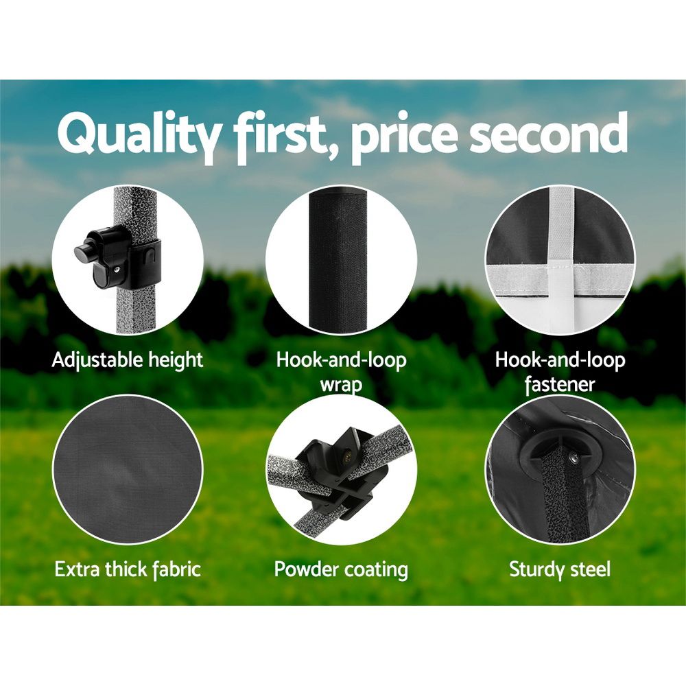 Instahut Gazebo 3x3 Pop Up Marquee Folding Tent Wedding Gazebos Camping Outdoor Shade Canopy Black β image 6