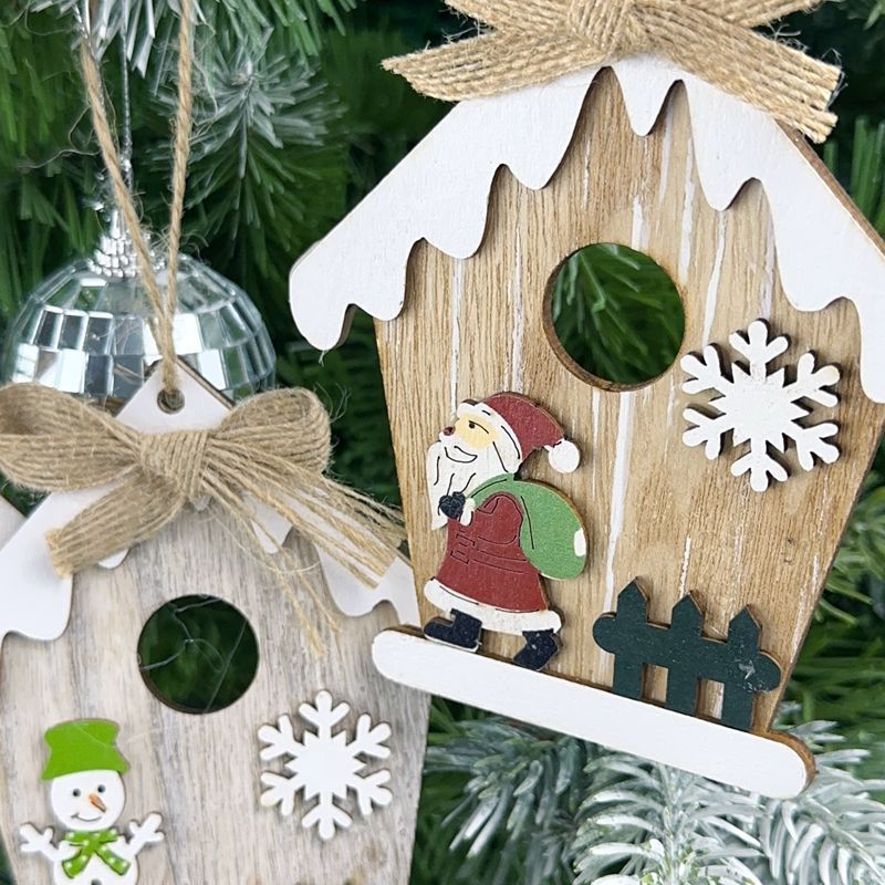 3pcs Christmas Pendant Fine Workmanship Adorable Durable Exquisite Decoration Wooden Rustic Tree Ornaments Holiday Hanging for — image 4