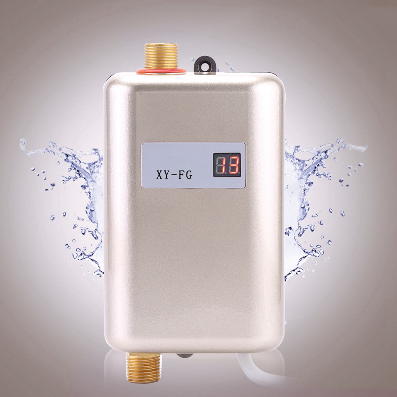 220V 3800W Mini Electric Tankless Instant Hot Water Heater Bathroom Kitchen Washing Golden — image 5