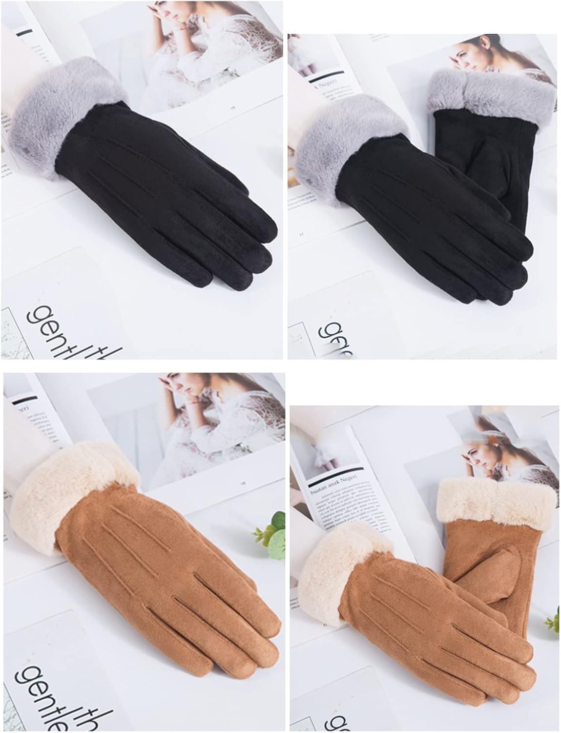 Winter Touch Screen with Soft Velvet Lining, Stylish Faux Suede Leather & Polyester Design for Women โ image 6