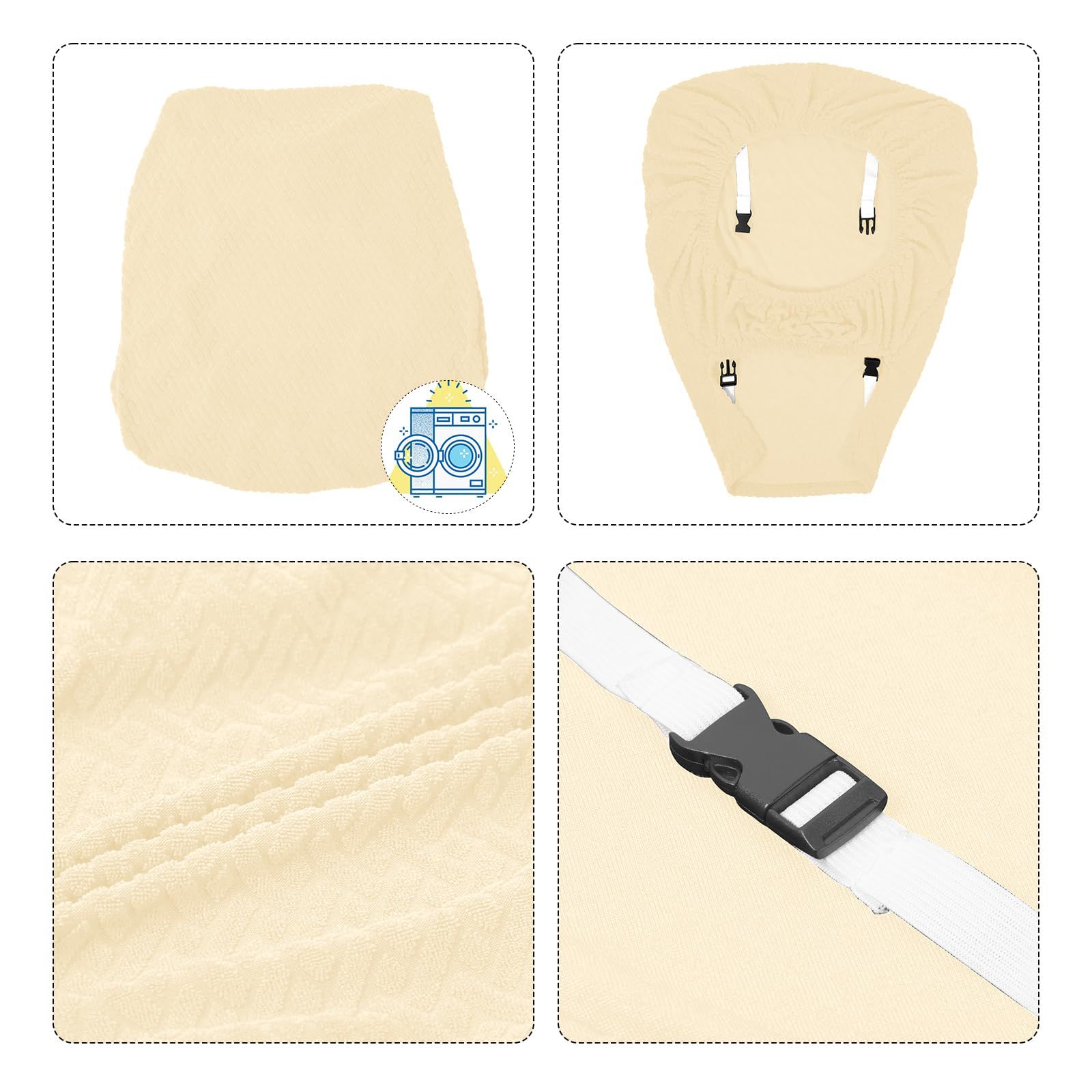 2pc Waterproof Seat Covers Set of 2, Dining Room Seat Covers, Stretch Chair Slipcover for Chairs with No Arms, Beige โ image 4