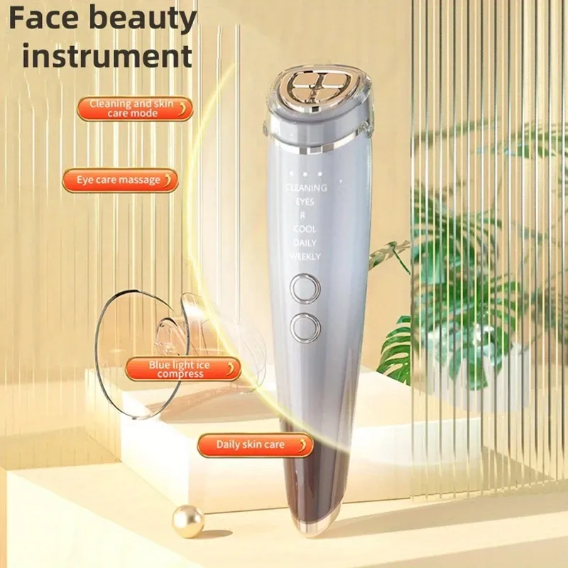 6-in-1 Beauty Device with Hot & Cold Therapy, Red/Blue Light, 3 Intensity Levels & Magnetic Dock. Deep cleansing & firming for daily skincare./RED — image 2