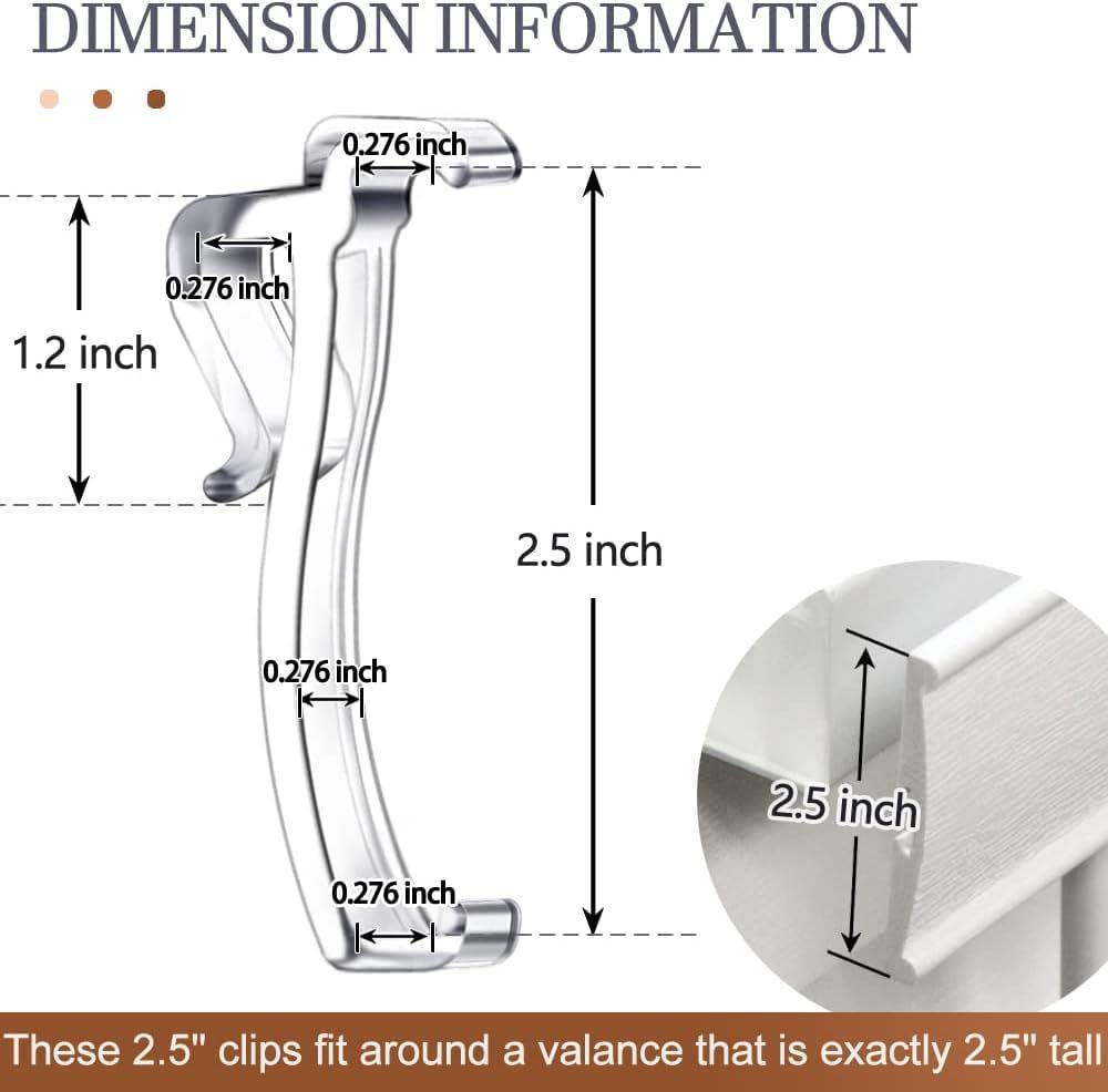 2.5 Inch Valance Clips, Clear Plastic Valance Clips for Blinds, Hidden Blinds Valance Clips for Horizontal Blind Valance 12 Pieces — image 4