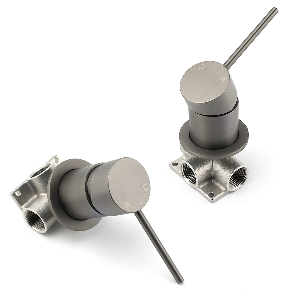 Gun Metal Round Small Face Wall Shower Mixer Hot Cold Bath Tap Valve Cartridge โ image 3