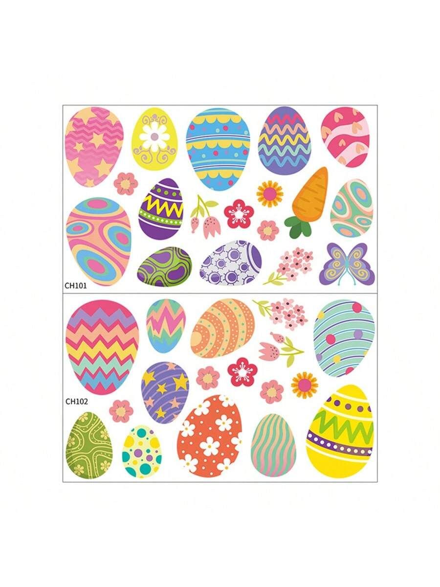 Easter Window Clings for Glass – 4 Sheets Easter Eggs Flowers Window Stickers, Decals Decorations, Spring Party Supplies — image 5