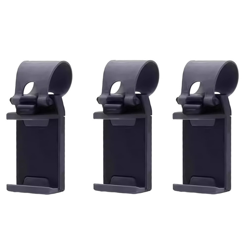 Steering Wheel Phone Mount Black（Pack of 3）- ABS Plastic Car Phone Holder with Silicone Grip, Universal 4-6 Inch Smartphone Clip for Navigation, Hands-Free