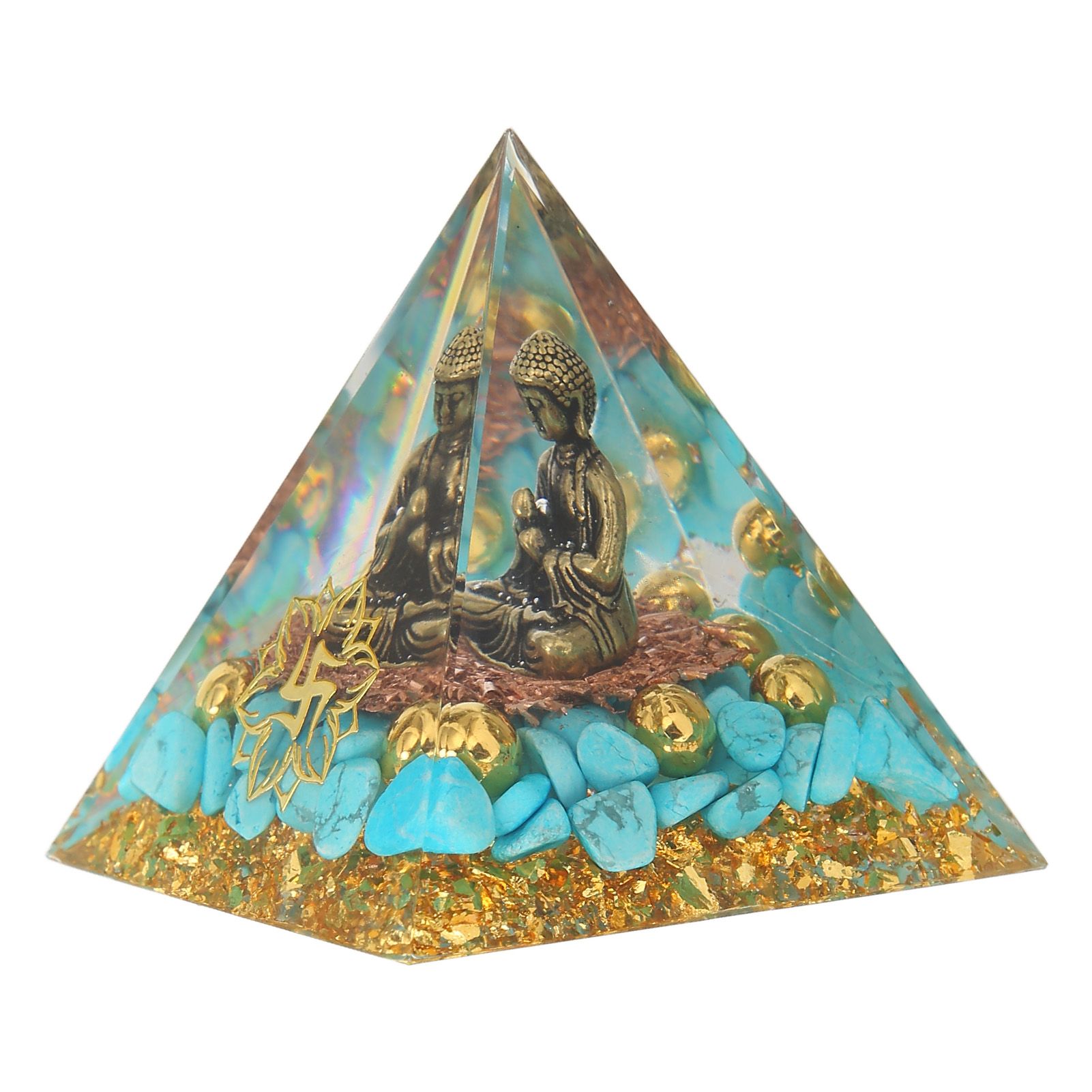 Crystal Pyramid Buddha Design Exquisite Beautiful Pyramid Power Stone Decoration Ornament for Yoga Meditation — image 3