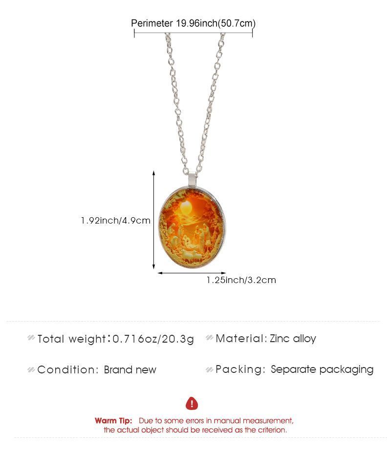 Fashion Oval Glass Time Gem Alloy Neck Chain, Silver Tone Finish, Chic Accessory For Travel & Party Gifting — image 2