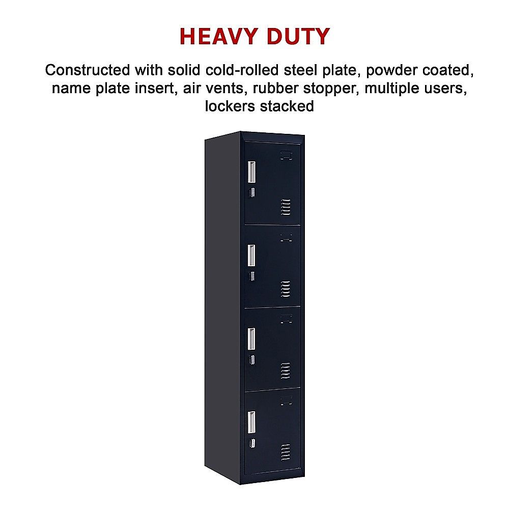 4-Door Vertical Locker for Office Gym Shed School Home Storage — image 7