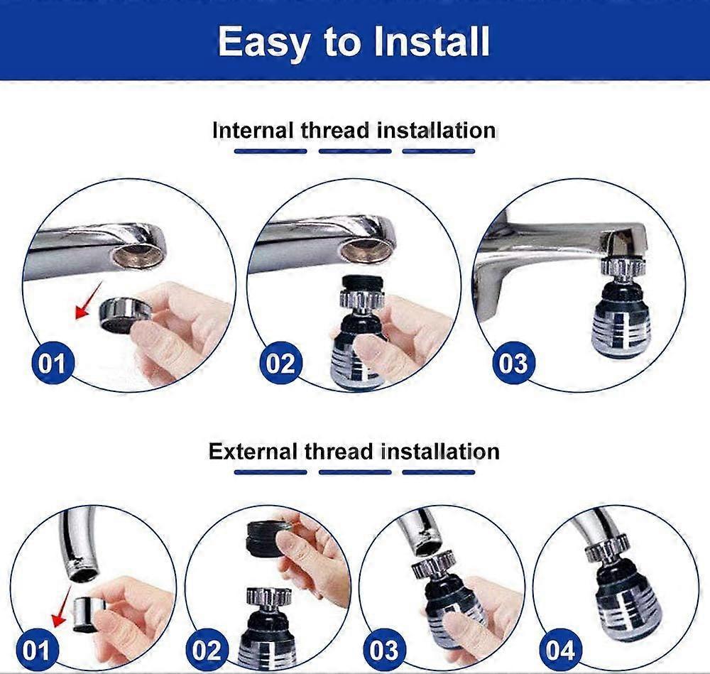 2 Pieces Kitchen Faucet Nozzle Faucet Aerator 360 Swivel Kitchen Faucet Head 2 Modes Kitchen Faucet Aerator with Nozzle Adapters for Kitchen, Bathroom โ image 4